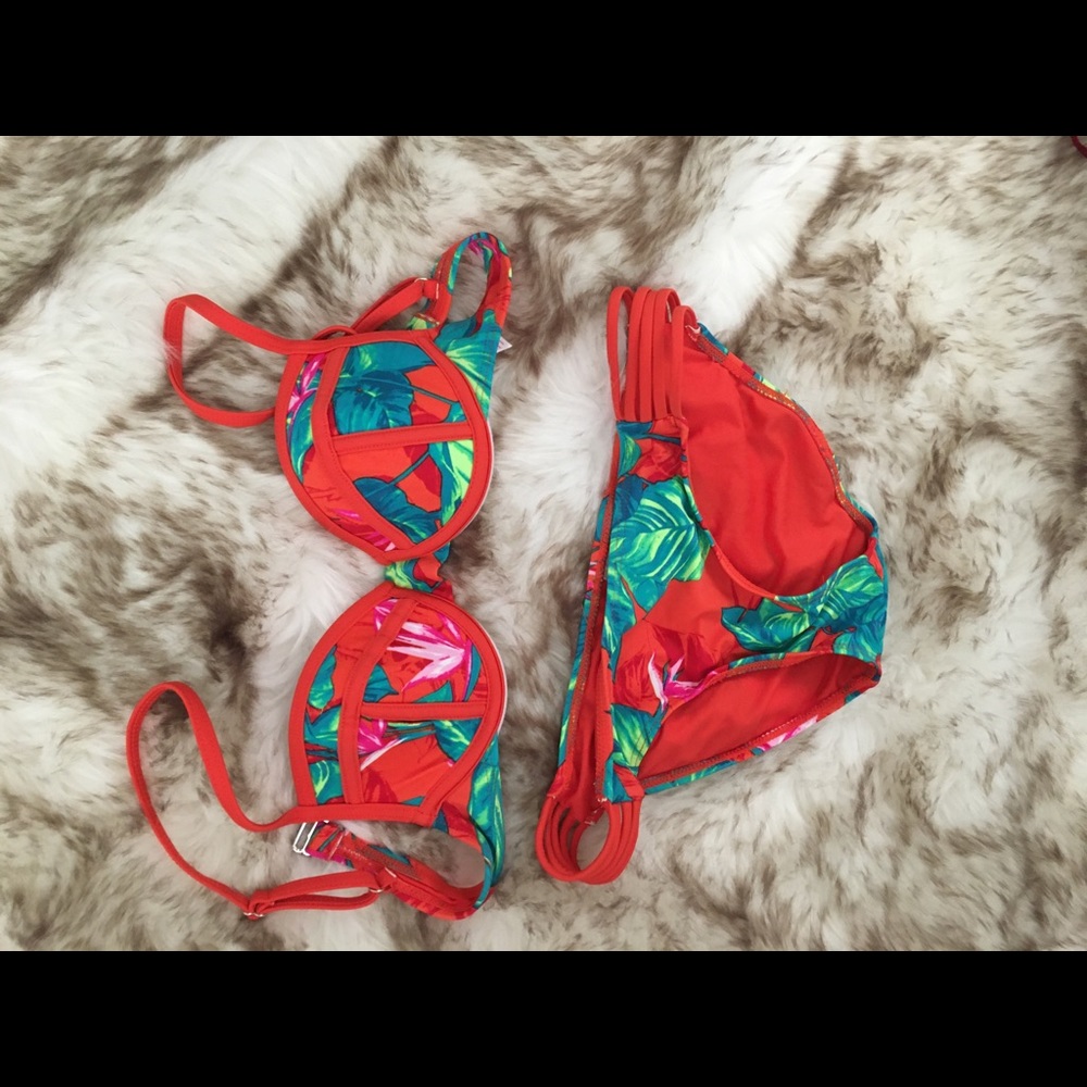 Tropical orange bikini set!